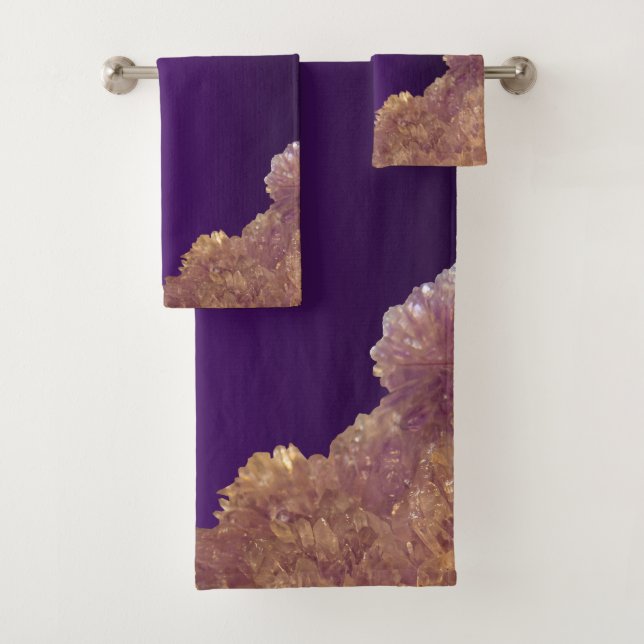 Amethyst Healing Crystals Bath Towel Set (Insitu)
