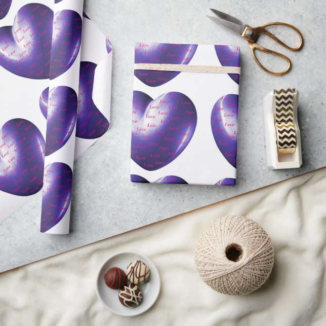 Amethyst Heart Filled With Love Wrapping Paper (Crafts)