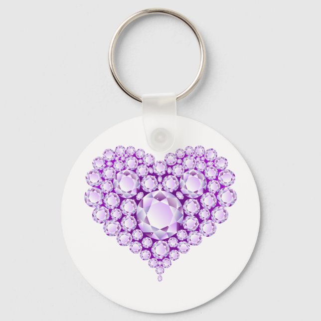 Amethyst Heart Gems Keychain (Front)