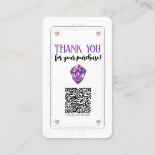 Amethyst Heart Rose Quartz Crystal Social Media QR Business Card