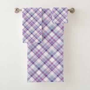 Amethyst Hues Plaid Bath Towel Set