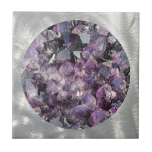 Amethyst in Brushed Metal Frame Tile