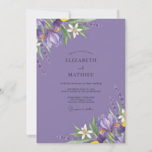 Amethyst Iris Foliage Eucalyptus Wedding Invitation