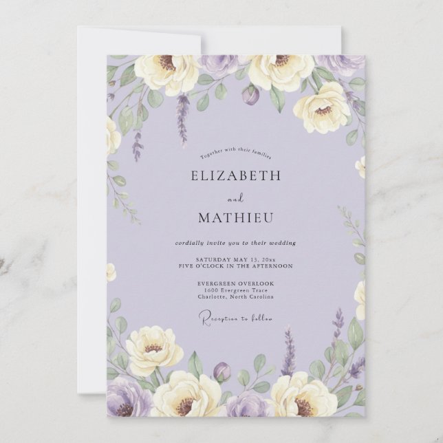 Amethyst Ivory Vine Wedding Invitation (Front)