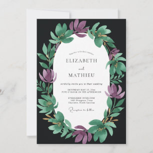Amethyst Jade Magnolia Wedding Invitation