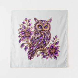 Amethyst Jewel Owl Art Tapestry