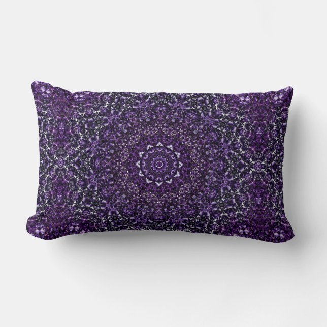 Amethyst Kaleidoscope  Mandala Lumbar Pillow (Front)