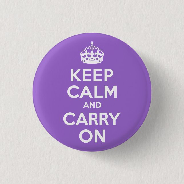 Amethyst Keep Calm and Carry On 1 Inch Round Button (Front)
