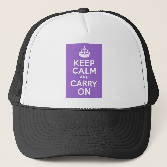 Amethyst Keep Calm and Carry On Trucker Hat (Front)