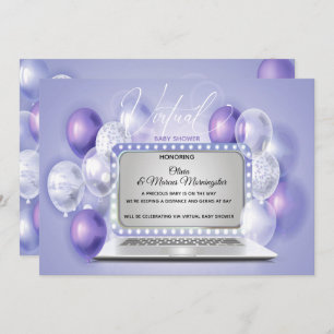 Amethyst Laptop Virtual Gender Neutral Baby Shower Invitation