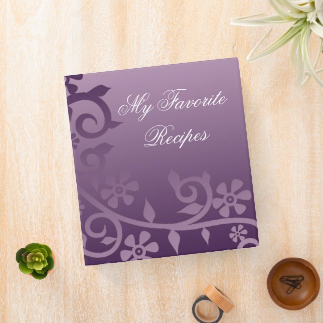 Amethyst Lilac Daisy Vine Recipe Book Binder (In Situ)