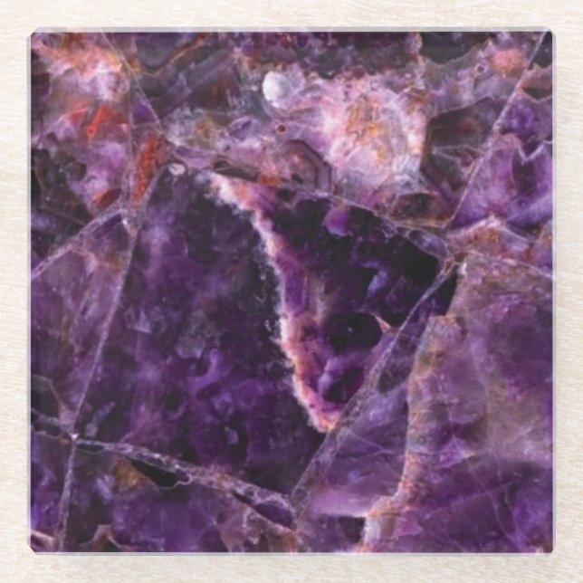 Amethyst Magic Marble Glass Coaster (Front)