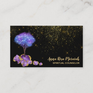 *~* Amethyst Magical Jewels Tree Gold Glitter Business Card