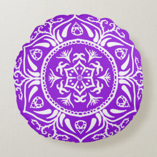 Amethyst Mandala Round Pillow