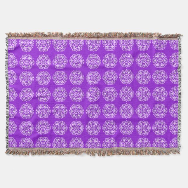 Amethyst Mandala Throw Blanket (Front)