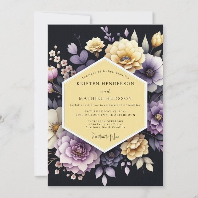 Amethyst Marigold Bloom Wedding Invitation (Front)