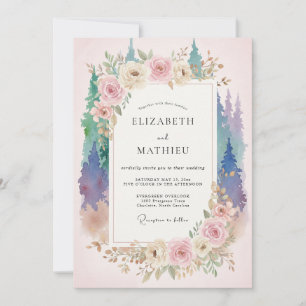 Amethyst Mauve Forest Eucalyptus Wedding Invitation
