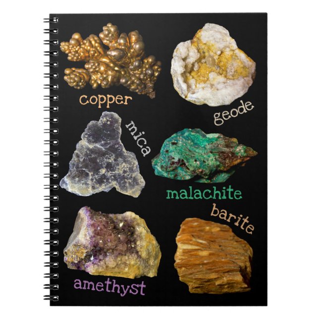 Amethyst Mica Copper Barite Malachite Geode Rocks  Notebook (Front)