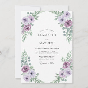 Amethyst Mint Ranunculus Eucalyptus Wedding Invitation