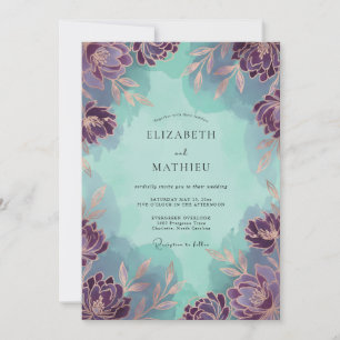 Amethyst Mint Wildflower Wedding Invitation