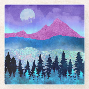 Amethyst Mist Mountains Glass Coaster