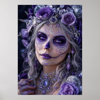 Amethyst Moon Calavera – Purple Day of the Dead Poster