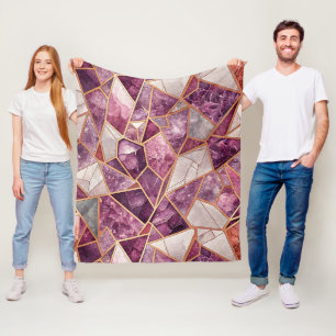 Amethyst Mosaic – Cracked Glass - Purple Fleece Blanket