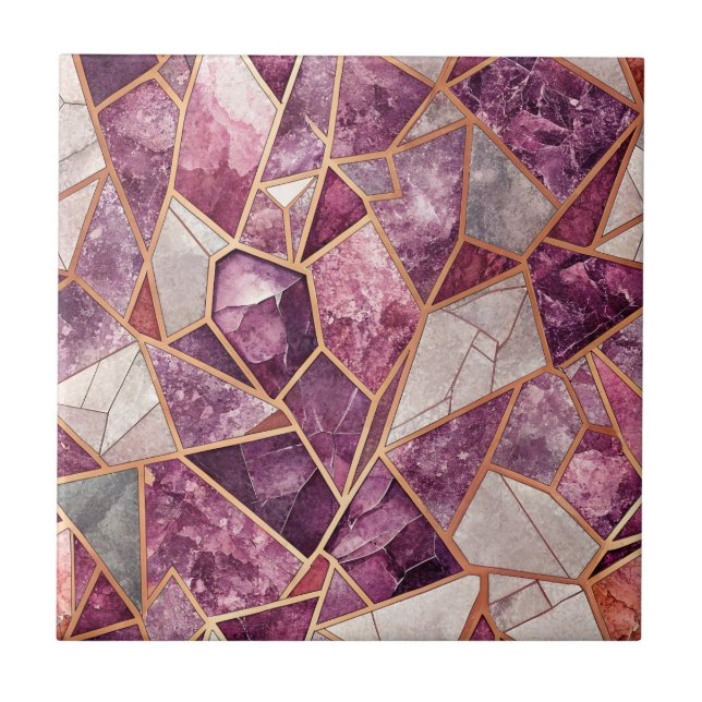 Amethyst Mosaic – Cracked Glass - Purple Tile (Front)