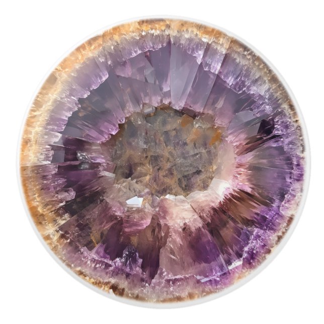Amethyst Natural Gem Pattern Ceramic Knob (Front)