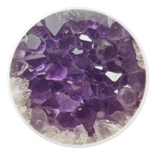 Amethyst Nature Gemstone Pattern Ceramic Knob