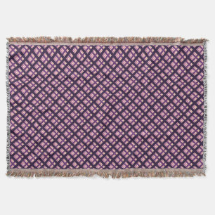 Amethyst Peach Pink Purple Lilac Stripe Plaid Throw Blanket