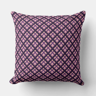 Amethyst Peach Pink Purple Lilac Stripe Plaid Throw Pillow
