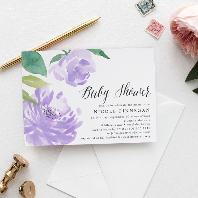 Amethyst Peony | Invitation Baby shower (Créateur téléchargé)