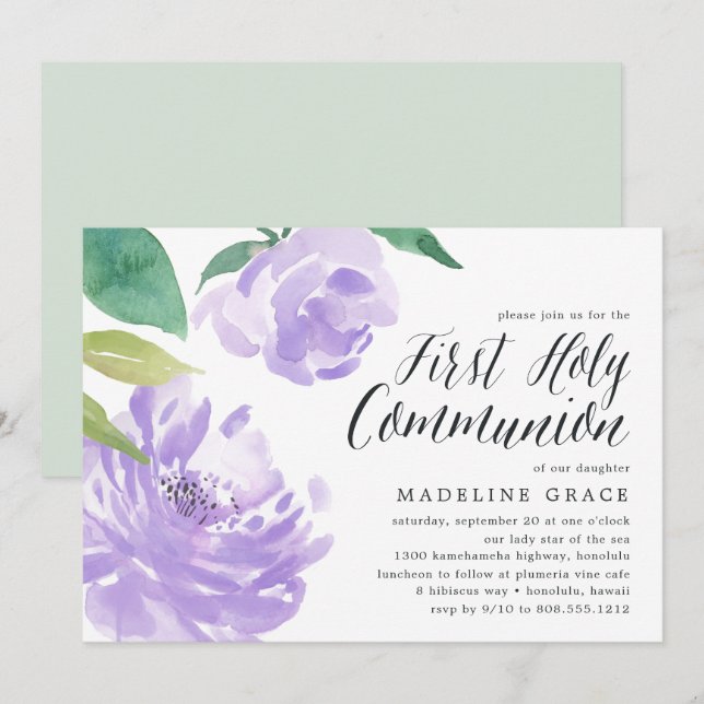 Amethyst Peony | Invitation de la première sainte  (Devant / Derrière)