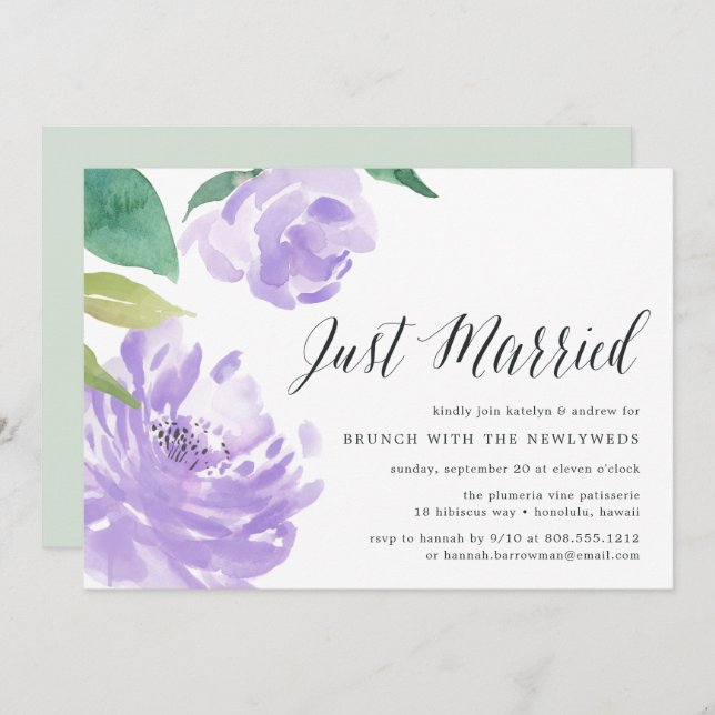 Amethyst Peony | Invitation de Mariage Brunch (Devant / Derrière)