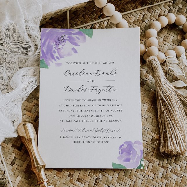 Amethyst Peony | Lavender Floral Wedding Invitation (Creator Uploaded)