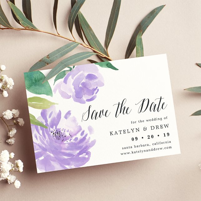 Amethyst Peony Save the Date Card (Creator Uploaded)