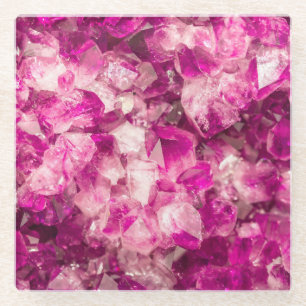 Amethyst Pink Crystal Seamless Texture. Glass Coaster