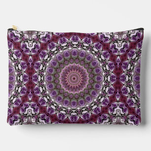 Amethyst Pink Kaleidoscope Mandala Pattern Accessory Pouch