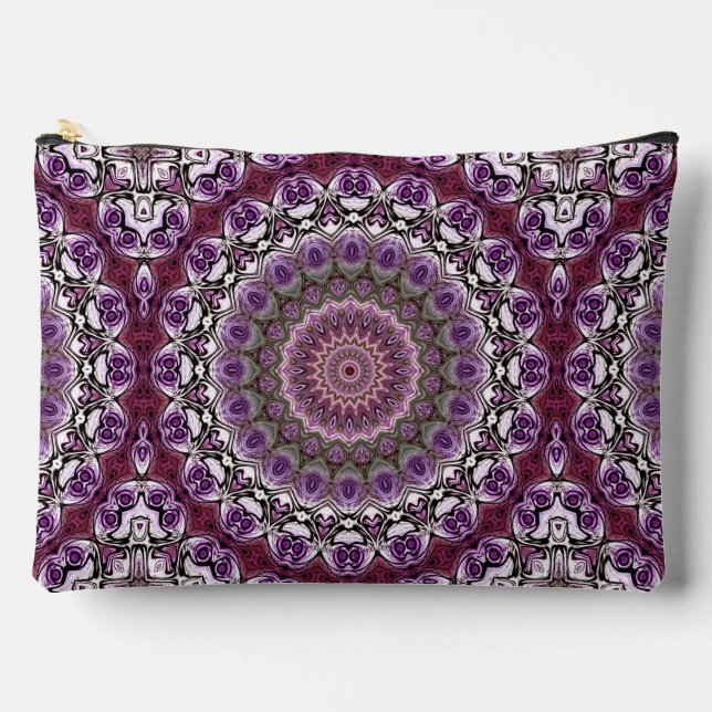 Amethyst Pink Kaleidoscope Mandala Pattern Accessory Pouch (Front)