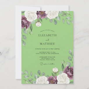 Amethyst Pistachio Petal Wedding Invitation