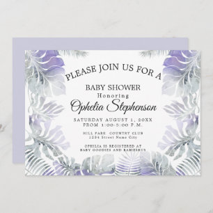 Amethyst Plum Teal Botanical Watercolor Shower Invitation