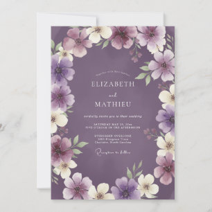 Amethyst Plum Wreath Wedding Invitation