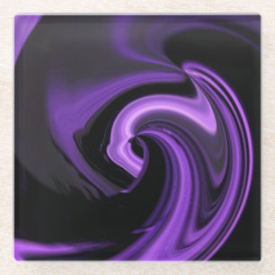 Amethyst Purple Abstract Heart Glass Coaster