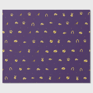 Amethyst Purple and Gold Pet Wrapping Paper, Dog C Paper