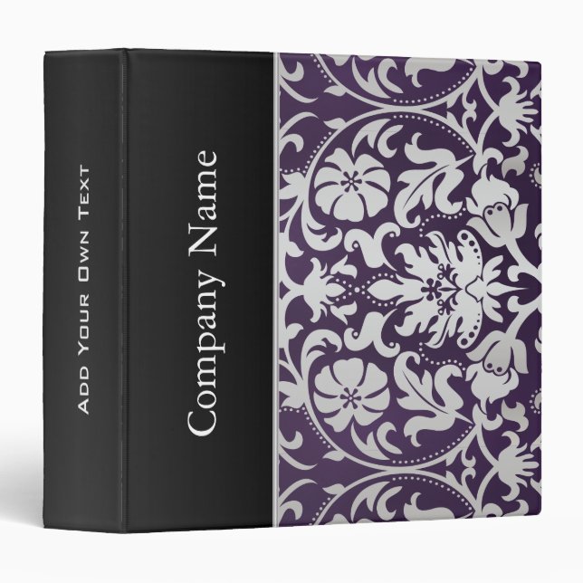 Amethyst Purple and Silver Damask Company Style Binder (Front/Spine)