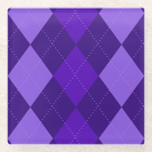Amethyst Purple Argyle Glass Coaster
