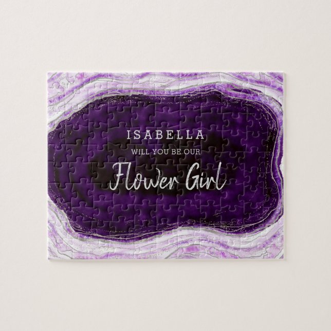 Amethyst Purple Geode Be Our Flower Girl Proposal Jigsaw Puzzle (Horizontal)