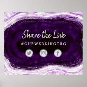 Amethyst Purple Geode Share the Love Wedding Sign