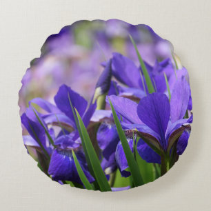 Amethyst Purple Iris Round Pillow